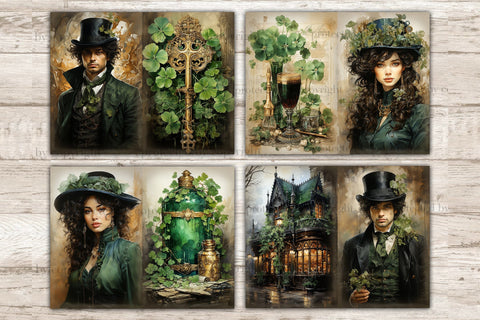 St. Patrick's Day Junk Journal Paper | Victorian Printable SVG GlamArtZhanna 