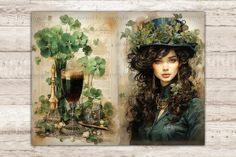 St. Patrick's Day Junk Journal Paper | Victorian Printable SVG GlamArtZhanna 