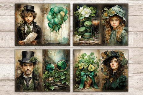 St. Patrick's Day Junk Journal Paper | Victorian Printable SVG GlamArtZhanna 