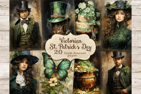 St. Patrick's Day Junk Journal Paper | Victorian Printable SVG GlamArtZhanna 