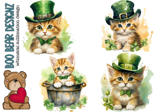 St Patrick's Day Kitten Clipart Sublimation Boo Bear Designz 