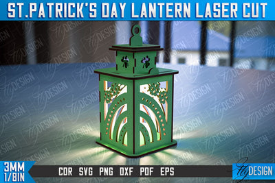 St. Patrick's Day Lantern | 3D Patrick's Day Lantern | Laser Cutting File | CNC File SVG Fly Design 