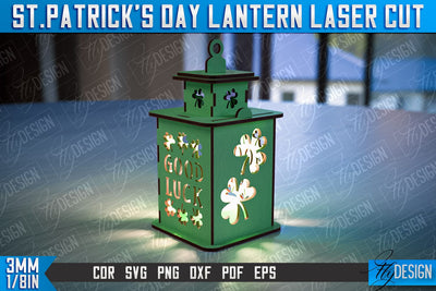 St. Patrick's Day Lantern | 3D Patrick's Day Lantern | Laser Cutting File | CNC File SVG Fly Design 