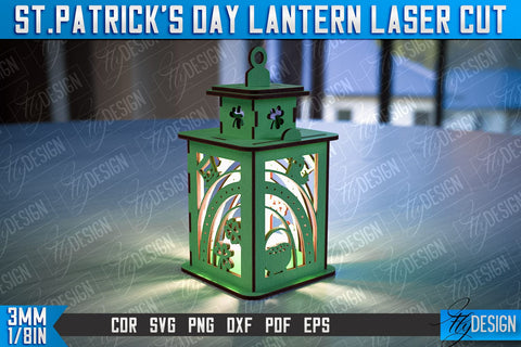 St. Patrick's Day Lantern | 3D Patrick's Day Lantern | Laser Cutting File | CNC File SVG Fly Design 