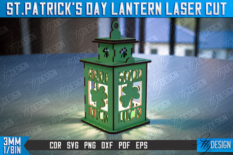 St. Patrick's Day Lantern | 3D Patrick's Day Lantern | Laser Cutting File | CNC File SVG Fly Design 