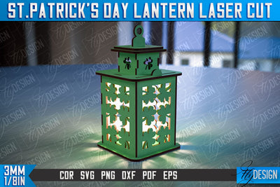 St. Patrick's Day Lantern | 3D Patrick's Day Lantern | Laser Cutting File | CNC File SVG Fly Design 