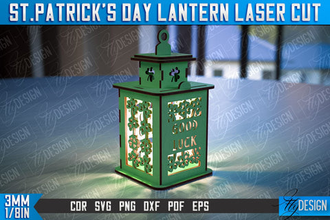 St. Patrick's Day Lantern | 3D Patrick's Day Lantern | Laser Cutting File | CNC File SVG Fly Design 