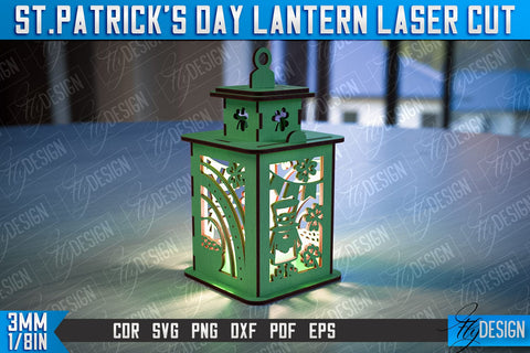 St. Patrick's Day Lantern | 3D Patrick's Day Lantern | Laser Cutting File | CNC File SVG Fly Design 