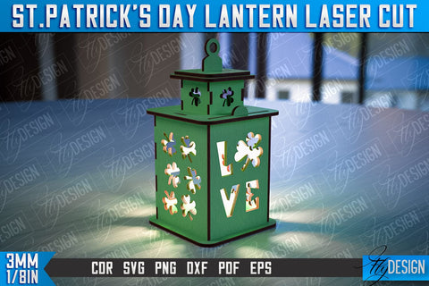 St. Patrick's Day Lantern | 3D Patrick's Day Lantern | Laser Cutting File | CNC File SVG Fly Design 