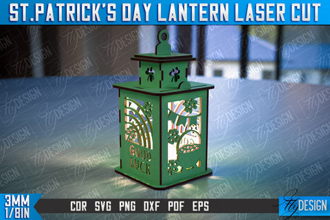 St. Patrick's Day Lantern | 3D Patrick's Day Lantern | Laser Cutting File | CNC File SVG Fly Design 