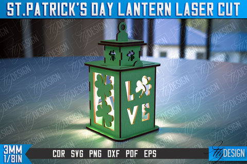St. Patrick's Day Lantern | 3D Patrick's Day Lantern | Laser Cutting File | CNC File SVG Fly Design 