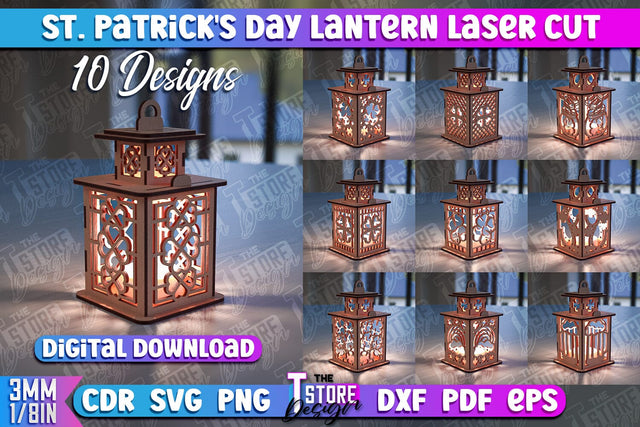 St. Patrick's Day Lantern | 3D Patrick's Day Lantern | Laser Cutting File | CNC File SVG The T Store Design 