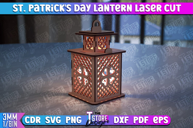 St. Patrick's Day Lantern | 3D Patrick's Day Lantern | Laser Cutting File | CNC File SVG The T Store Design 