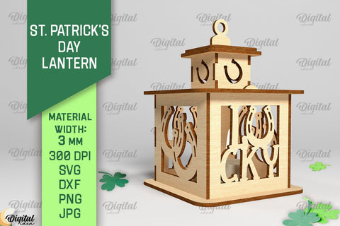 St. Patrick's Day Lantern SVG Bundle. 3D Lantern Laser Cut SVG Evgenyia Guschina 