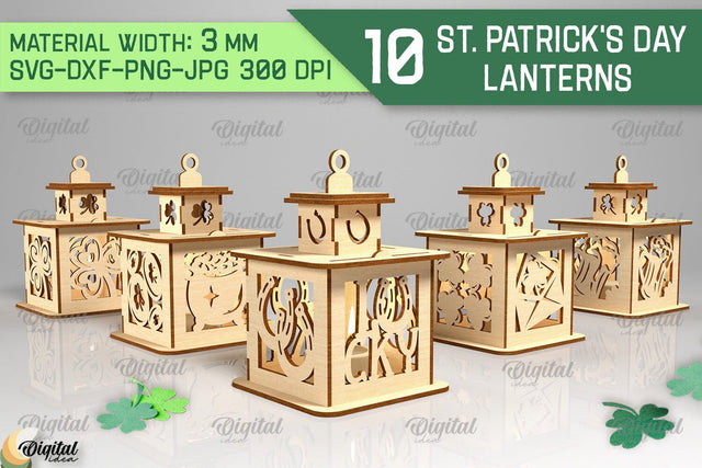 St. Patrick's Day Lantern SVG Bundle. 3D Lantern Laser Cut SVG Evgenyia Guschina 