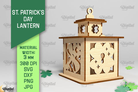 St. Patrick's Day Lantern SVG Bundle. 3D Lantern Laser Cut SVG Evgenyia Guschina 