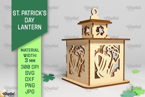 St. Patrick's Day Lantern SVG Bundle. 3D Lantern Laser Cut SVG Evgenyia Guschina 