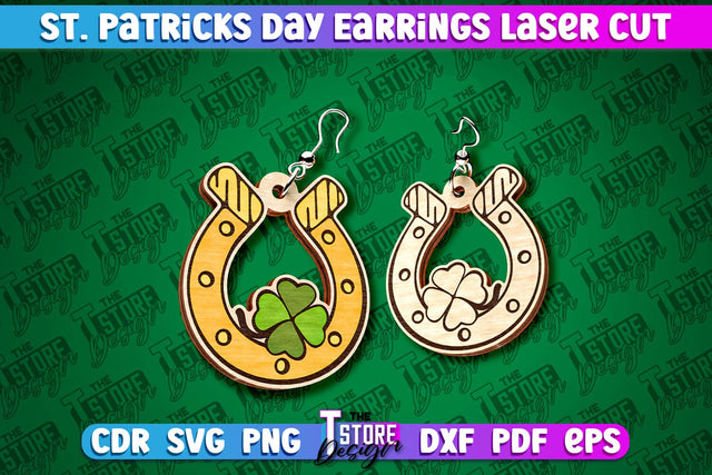 St. Patricks Day Laser Earrings | Accessories Laser Cut SVG Design | CNC Files SVG The T Store Design 