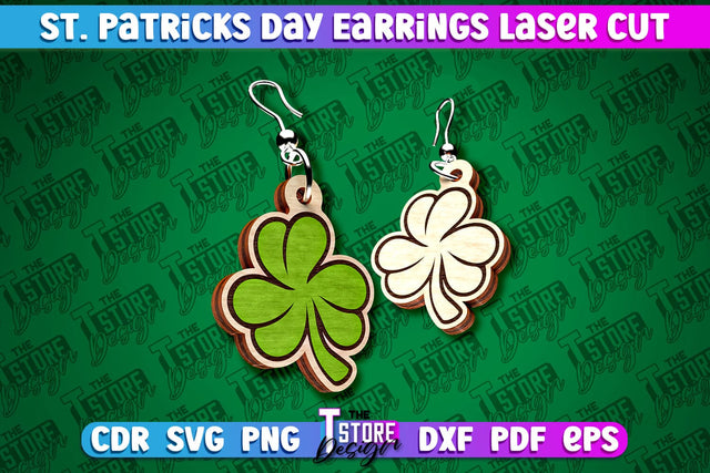 St. Patricks Day Laser Earrings | Accessories Laser Cut SVG Design | CNC Files SVG The T Store Design 