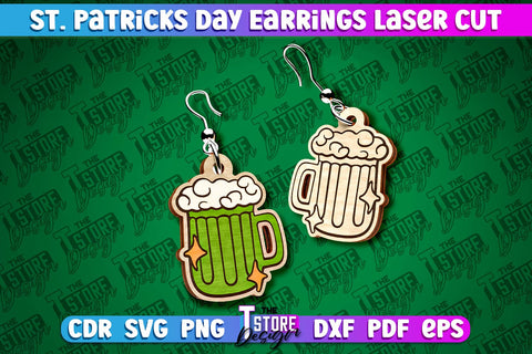 St. Patricks Day Laser Earrings | Accessories Laser Cut SVG Design | CNC Files SVG The T Store Design 