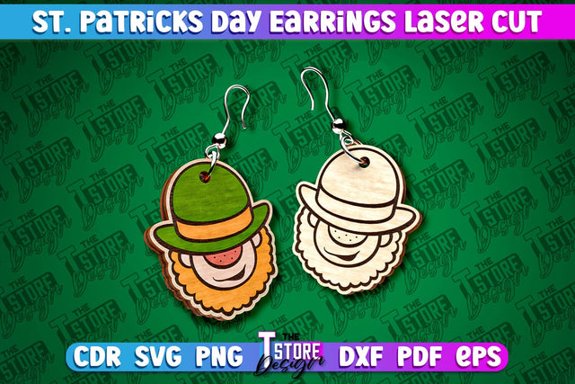 St. Patricks Day Laser Earrings | Accessories Laser Cut SVG Design | CNC Files SVG The T Store Design 