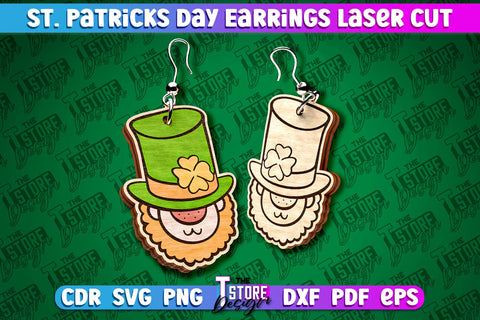 St. Patricks Day Laser Earrings | Accessories Laser Cut SVG Design | CNC Files SVG The T Store Design 