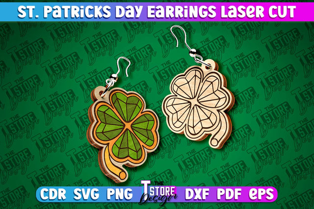 St. Patricks Day Laser Earrings | Accessories Laser Cut SVG Design | CNC Files SVG The T Store Design 