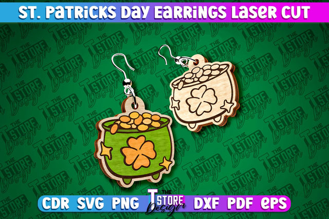 St. Patricks Day Laser Earrings | Accessories Laser Cut SVG Design | CNC Files SVG The T Store Design 