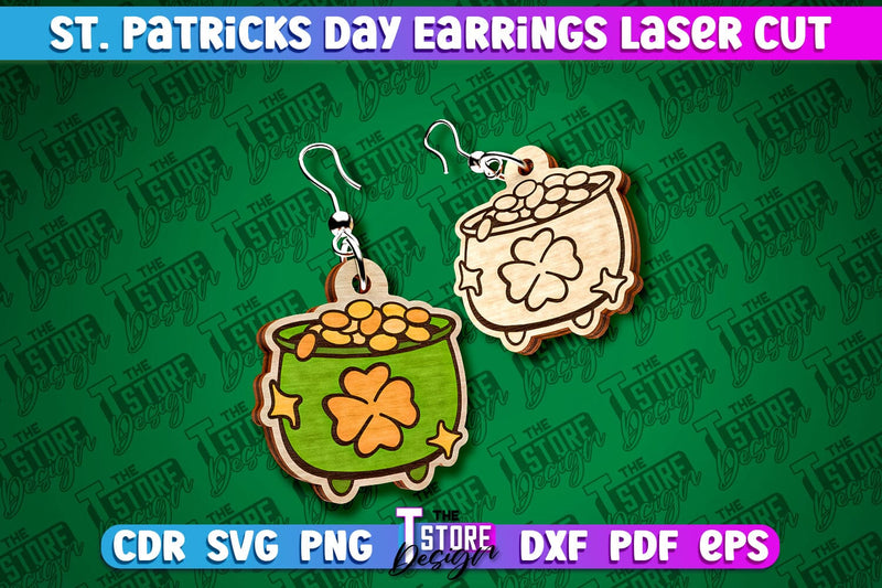 St. Patricks Day Laser Earrings | Accessories Laser Cut SVG Design | CNC Files SVG The T Store Design 