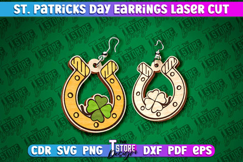 St. Patricks Day Laser Earrings | Accessories Laser Cut SVG Design | CNC Files SVG The T Store Design 