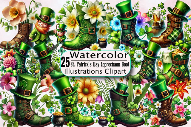 St. Patrick's Day Leprechaun Boot Sublimation Clipart Bundle Sublimation SVGArt 
