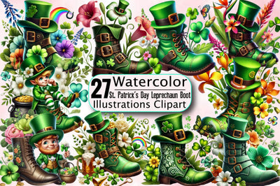 St. Patrick's Day Leprechaun Boot Sublimation Clipart Bundle Sublimation SVGArt 