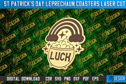 St. Patrick's Day Leprechaun Coasters | Laser Cutting File | CNC File SVG Fly Design 