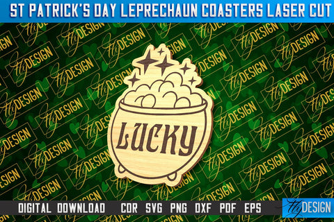 St. Patrick's Day Leprechaun Coasters | Laser Cutting File | CNC File SVG Fly Design 