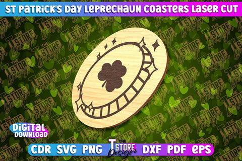 St. Patrick's Day Leprechaun Coasters | Laser Cutting File | CNC File SVG The T Store Design 