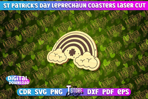 St. Patrick's Day Leprechaun Coasters | Laser Cutting File | CNC File SVG The T Store Design 