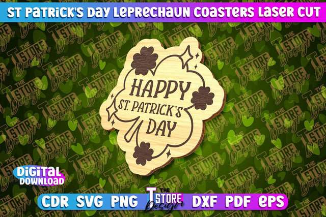 St. Patrick's Day Leprechaun Coasters | Laser Cutting File | CNC File SVG The T Store Design 