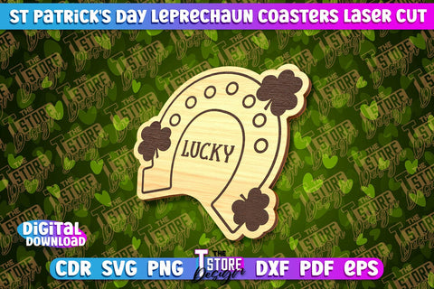 St. Patrick's Day Leprechaun Coasters | Laser Cutting File | CNC File SVG The T Store Design 