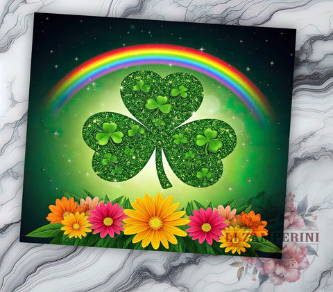 St. Patrick's Day Lucky Rainbow Tumbler, Shamrock Clover Mug, Lucky Rainbow Drinkware, 20oz Floral Tumbler, Irish Spring Design, Cute Shamrock Wrap, St. Paddy's Day Gift Sublimation Li Zamperini 