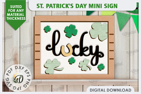 St. Patrick’s Day Mini Sign Laser Cut. Lucky Charm SVG SVG Evgenyia Guschina 