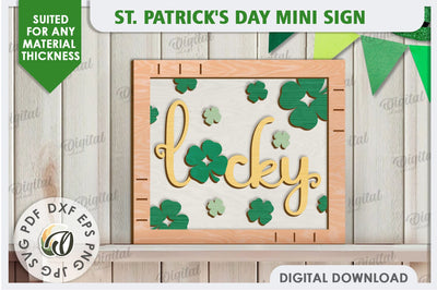 St. Patrick’s Day Mini Sign Laser Cut. Lucky Charm SVG SVG Evgenyia Guschina 
