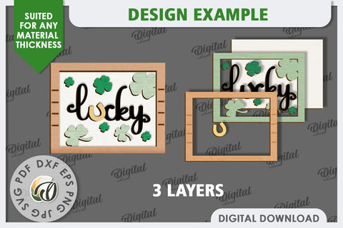 St. Patrick’s Day Mini Sign Laser Cut. Lucky Charm SVG SVG Evgenyia Guschina 
