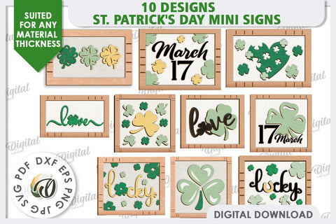 St. Patrick’s Day Mini Signs LaserCut Bundle. Wall Decor SVG SVG Evgenyia Guschina 