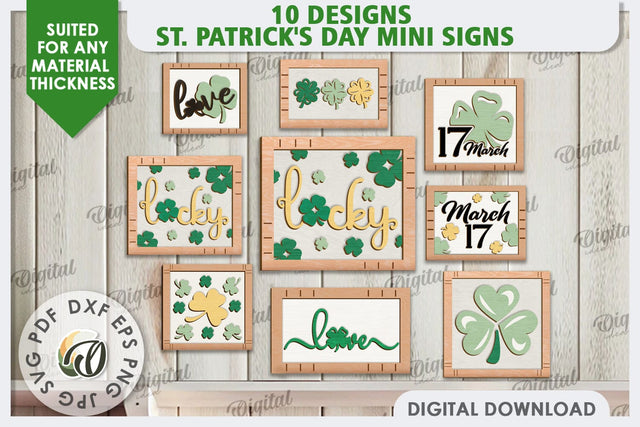 St. Patrick’s Day Mini Signs LaserCut Bundle. Wall Decor SVG SVG Evgenyia Guschina 