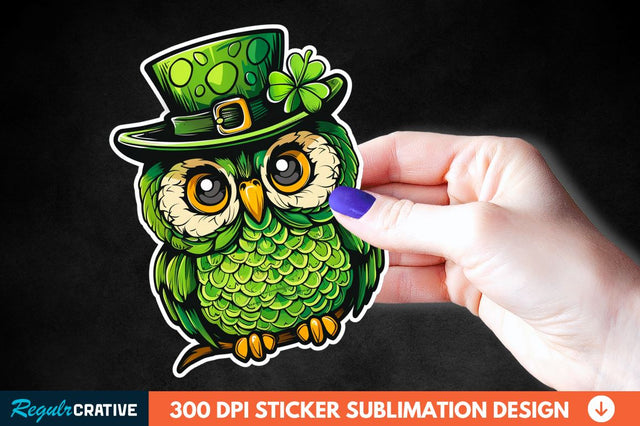St Patrick's Day Owl Sticker Clipart Sublimation Regulrcrative 