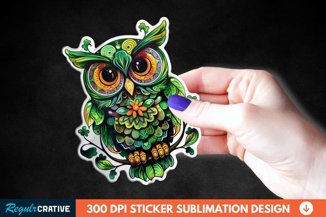 St Patrick's Day Owl Sticker Clipart Sublimation Regulrcrative 