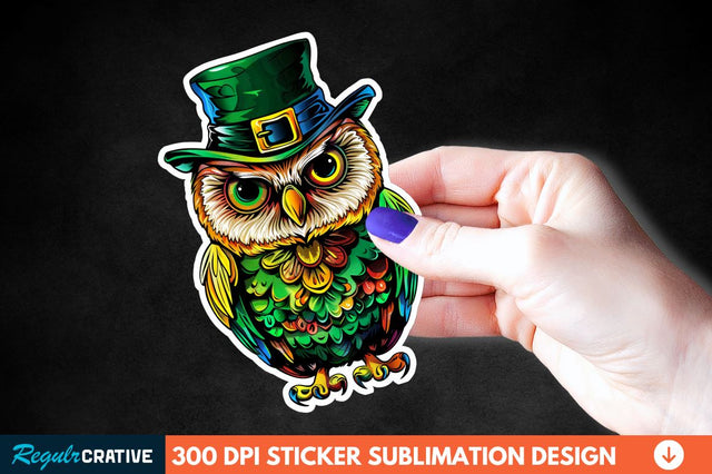St Patrick's Day Owl Sticker Clipart Sublimation Regulrcrative 