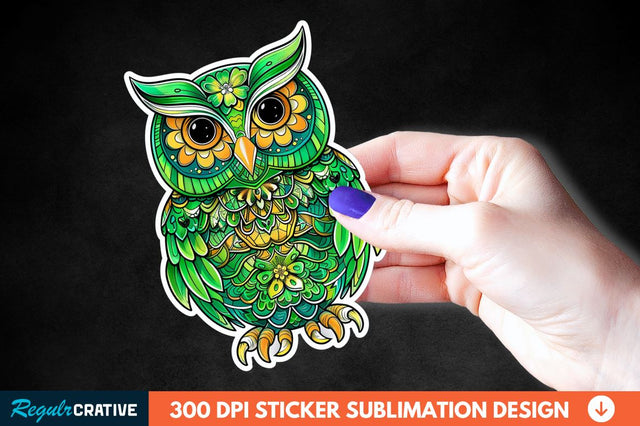 St Patrick's Day Owl Sticker Clipart Sublimation Regulrcrative 