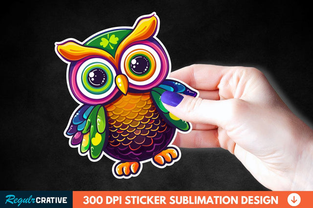 St Patrick's Day Owl Sticker Clipart Sublimation Regulrcrative 