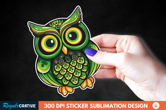 St Patrick's Day Owl Sticker Clipart Sublimation Regulrcrative 